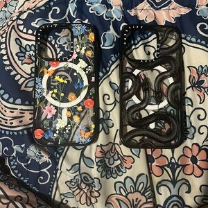 Snake phone case and flowers and butterfly